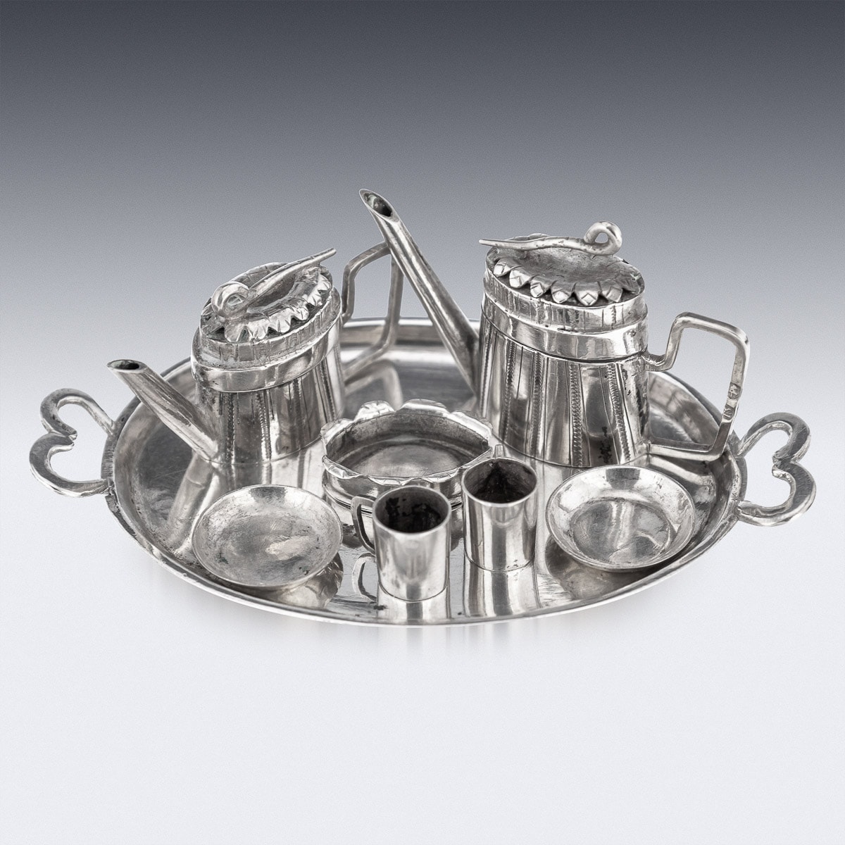 MINIATURE: A MID 19TH CENTURY SILVER EIGHT PIECE TEA AND COFFEE SET - Image 3 of 11