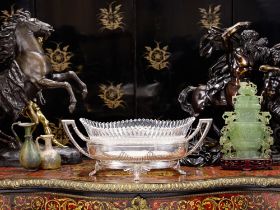 BOLIN: AN EARLY 20TH CENTURY SILVER AND CUT GLASS JARDINIERE C 1910