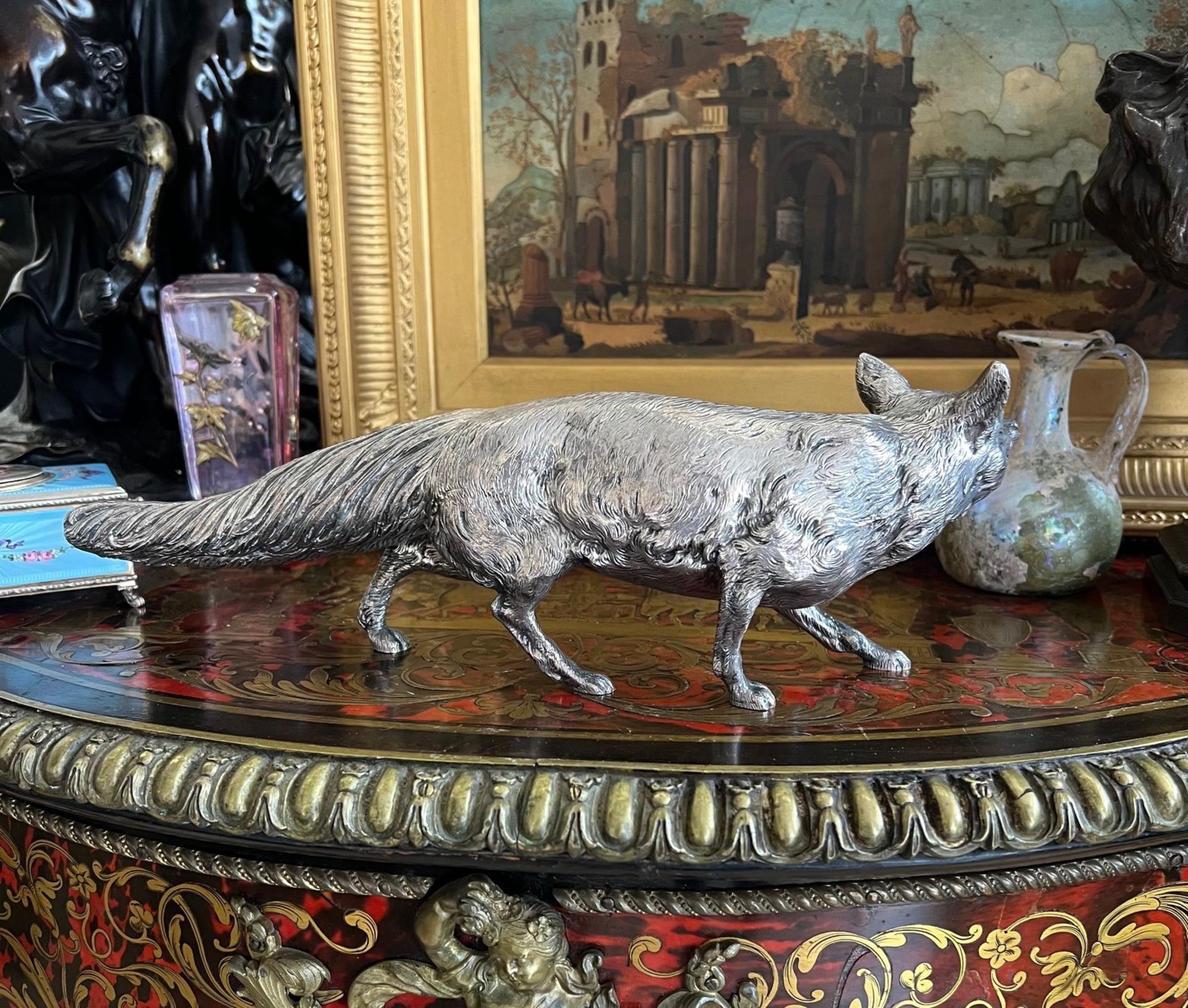 A STERLING SILVER MODEL OF A FOX - Image 2 of 13