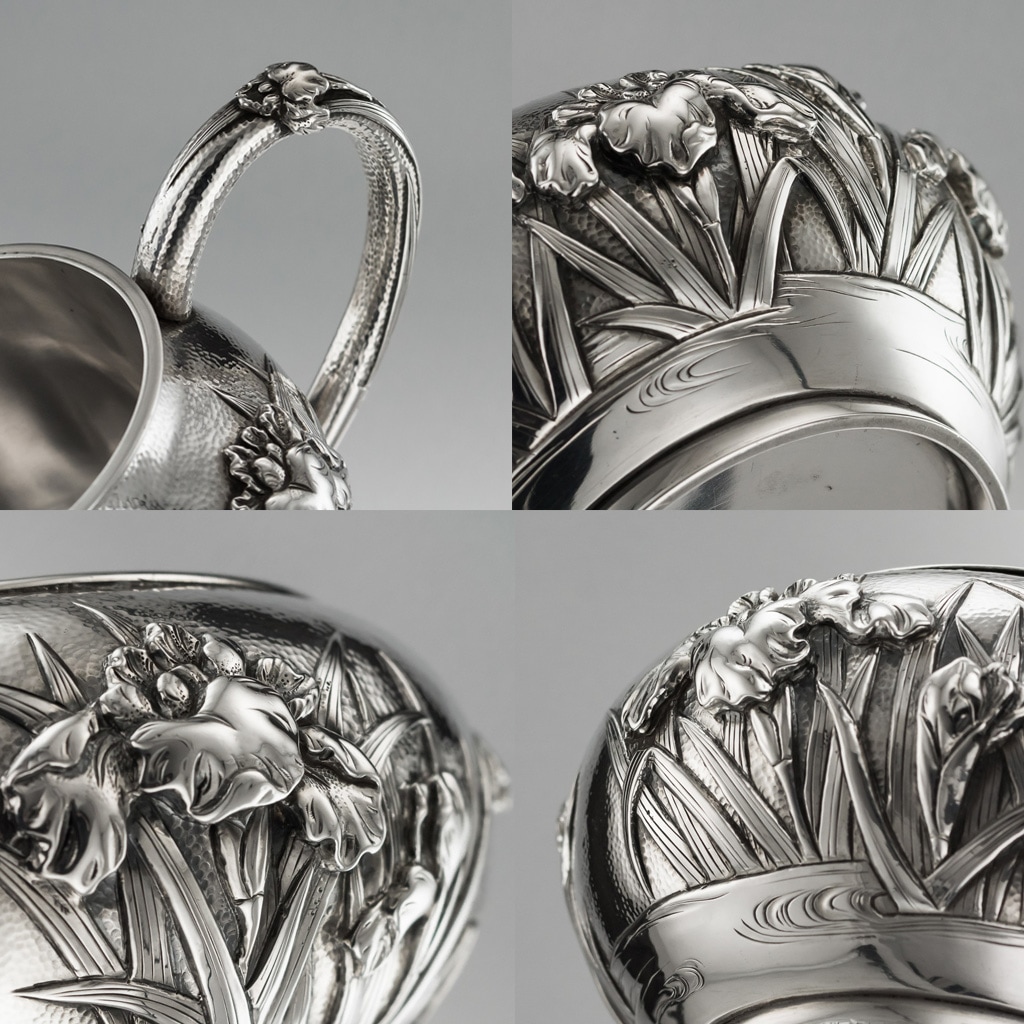 AN EXCEPTIONAL EARLY 20TH CENTURY JAPANESE SILVER TEA & COFFEE SERVICE ON TRAY C. 1900 - Image 18 of 31