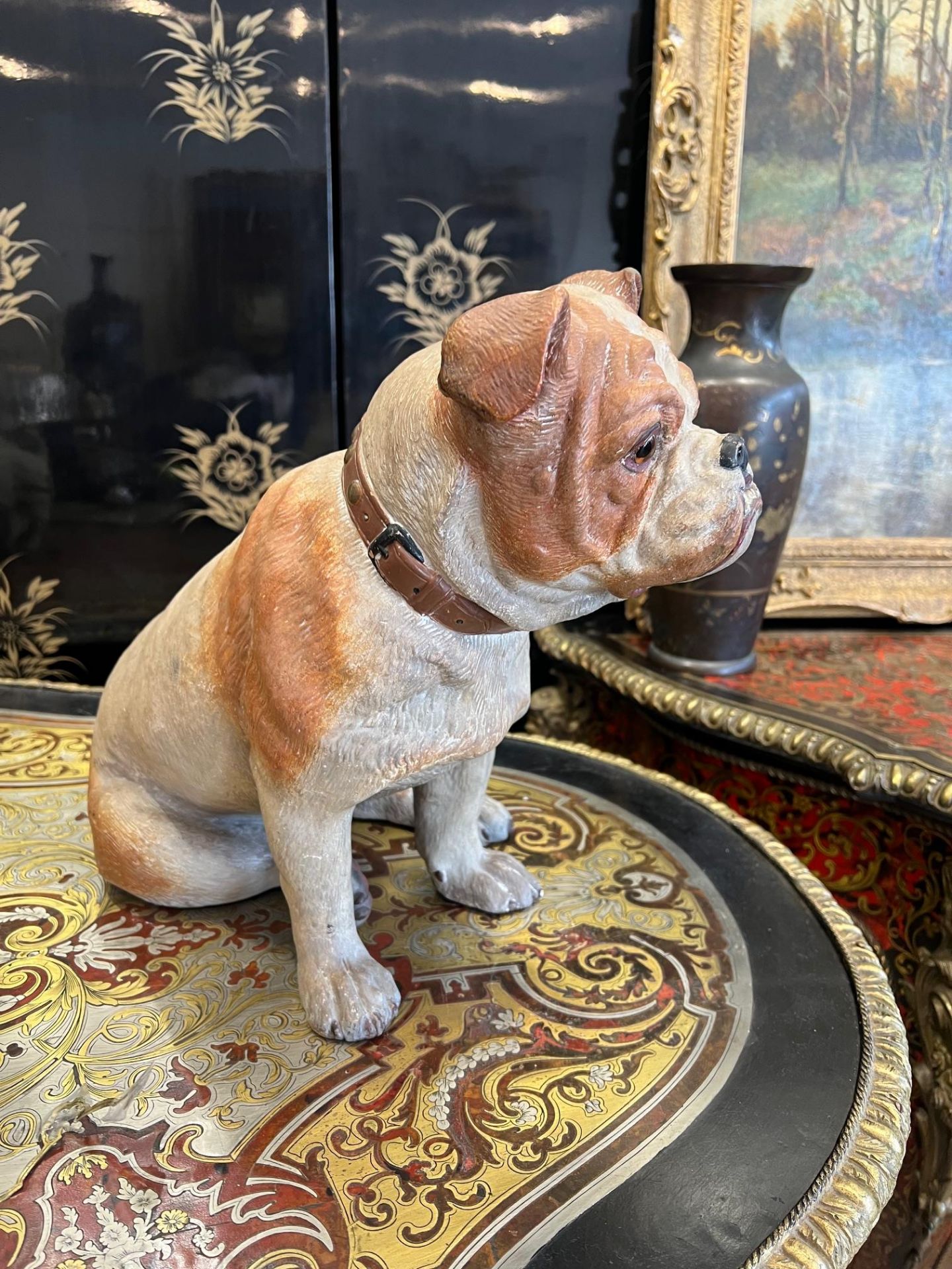 AN EARLY 20TH CENTURY PAINTED TERRACOTTA MODEL OF A BULLDOG - Image 2 of 6