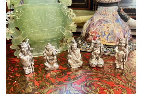 A SET OF FIVE SOLID SILVER CHINESE FIGURES - Image 1 of 4