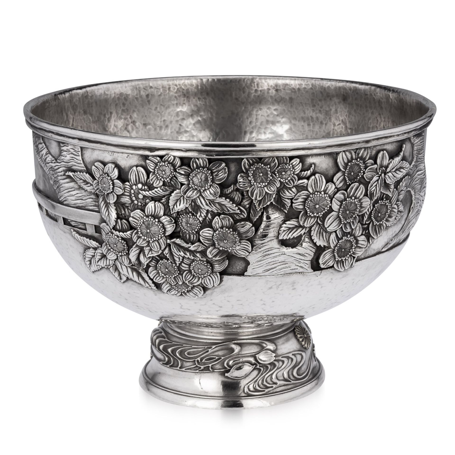 A MONUMENTAL LATE 19TH CENTURY JAPANESE SOLID SILVER BOWL C. 1900