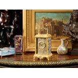 A FINE LATE 19TH CENTURY FRENCH GILT BRASS AND CLOISONNE ENAMEL CARRIAGE CLOCK