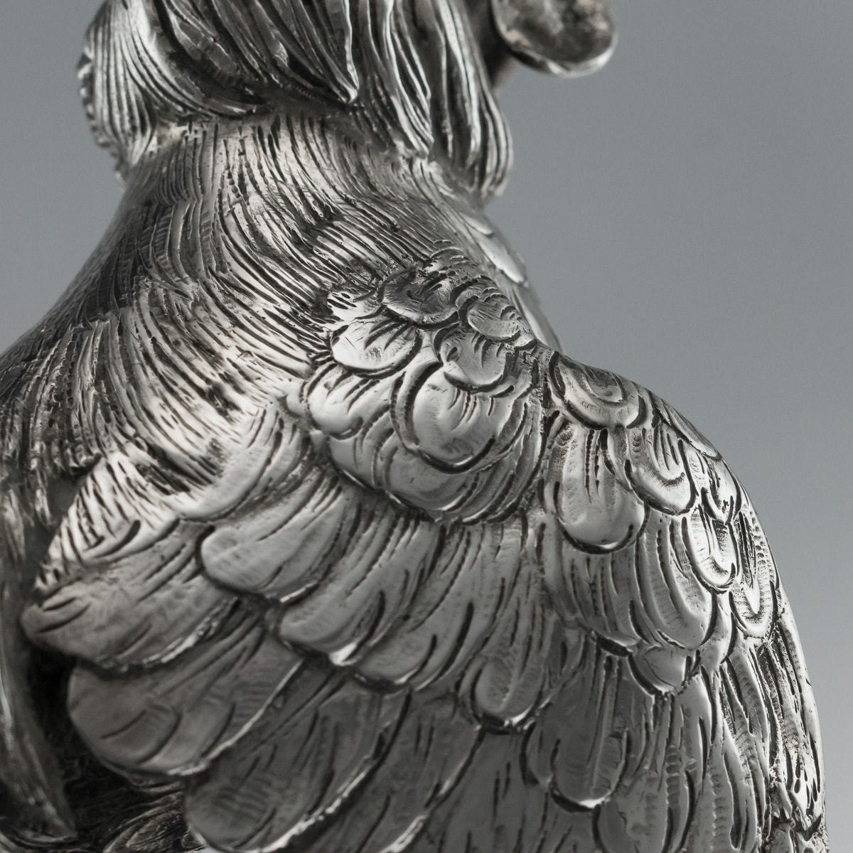 A PAIR OF GERMAN SILVER TABLE ORNAMENTS MODELLED AS FIGHTING COCKERELS - Image 30 of 41