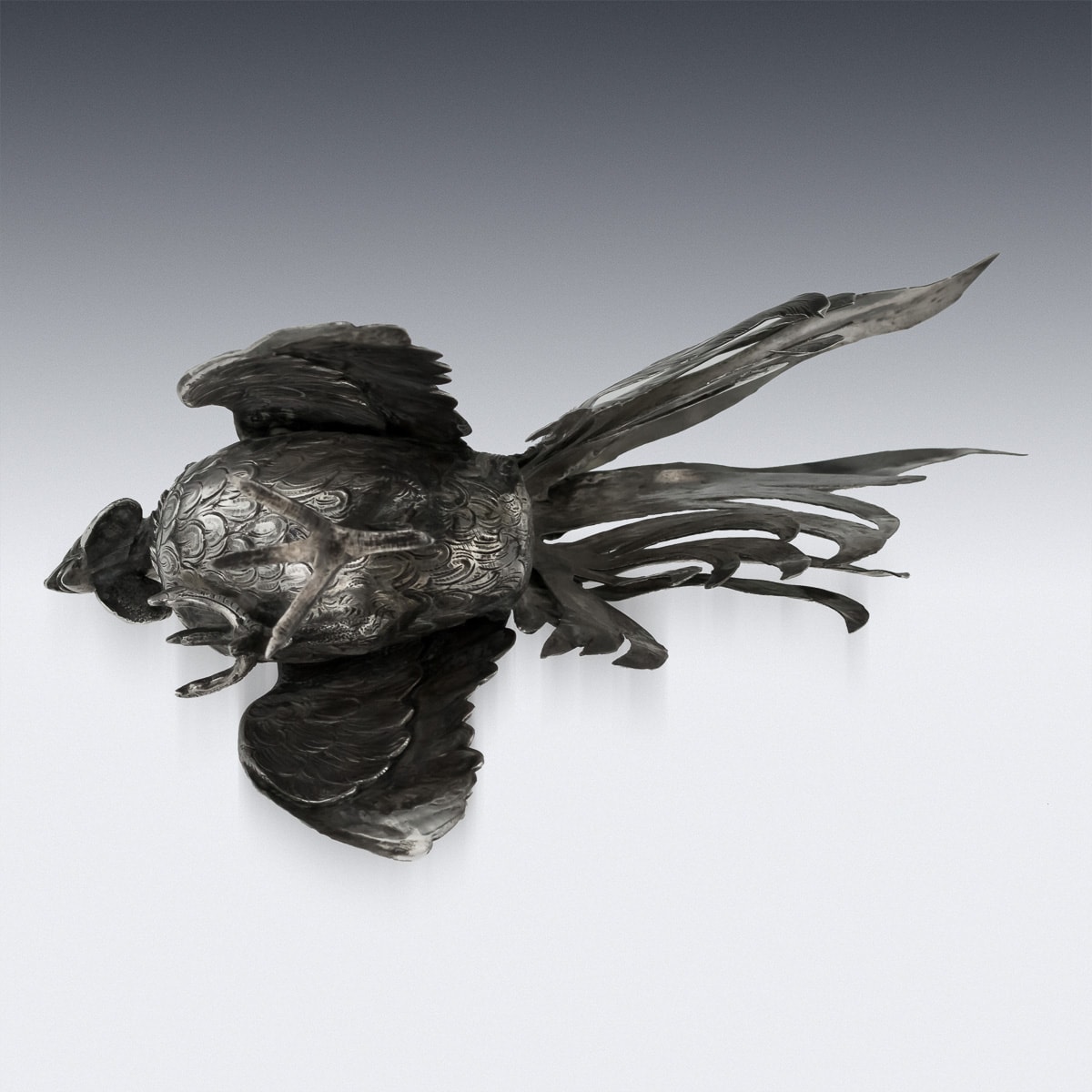 A PAIR OF GERMAN SILVER TABLE ORNAMENTS MODELLED AS FIGHTING COCKERELS - Image 9 of 41