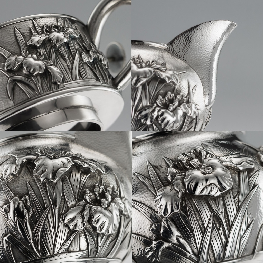 AN EXCEPTIONAL EARLY 20TH CENTURY JAPANESE SILVER TEA & COFFEE SERVICE ON TRAY C. 1900 - Bild 28 aus 31