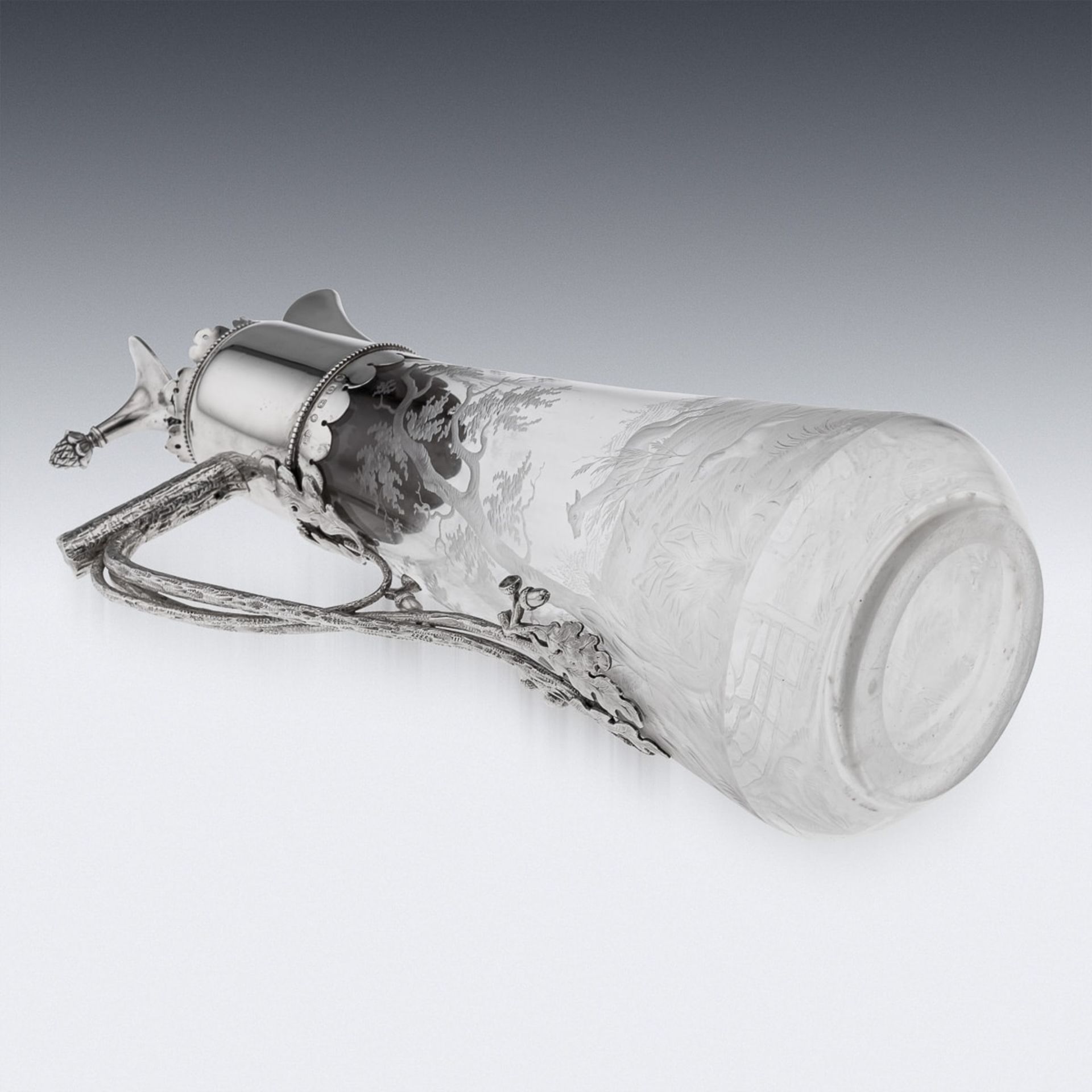 A 19TH CENTURY SILVER AND GLASS HUNTING CLARET JUG C. 1887 - Image 25 of 30