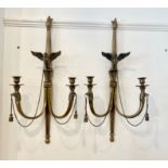 A PAIR OF LOUIS XVI STYLE BRONZE WALL APPLIQUES