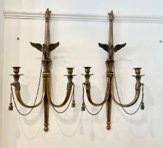 A PAIR OF LOUIS XVI STYLE BRONZE WALL APPLIQUES