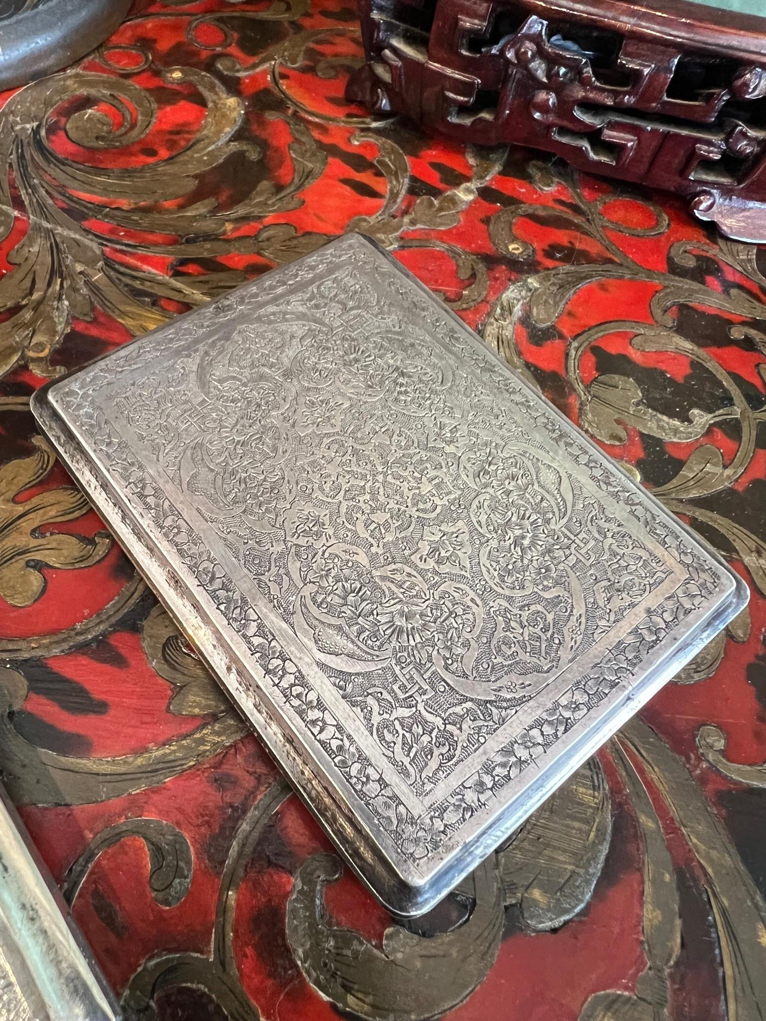 TWO PERSIAN SILVER CIGARETTE CASES - Image 3 of 4
