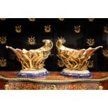 A LARGE PAIR OF STERLING SILVER, SILVER GILT AND LAPIS LAZULI WINE COOLERS BY MAPPIN & WEBB
