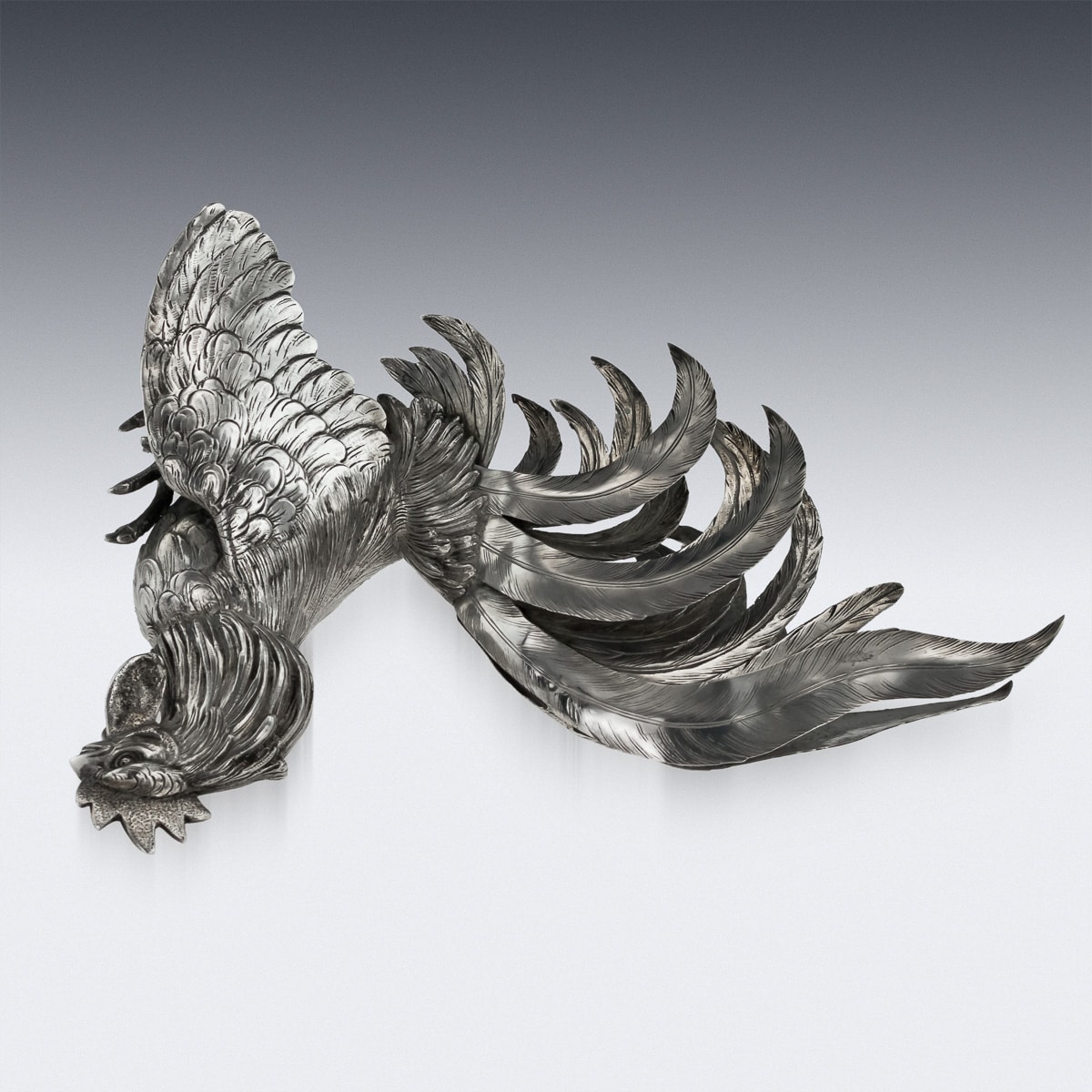 A PAIR OF GERMAN SILVER TABLE ORNAMENTS MODELLED AS FIGHTING COCKERELS - Image 20 of 41