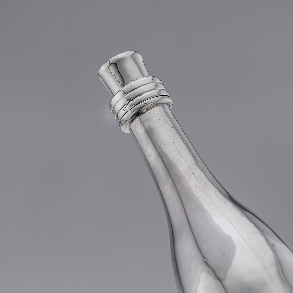 A 19TH CENTURY STERLING SILVER AND ENAMEL COGNAC BOTTLE C. 1887 - Image 10 of 18