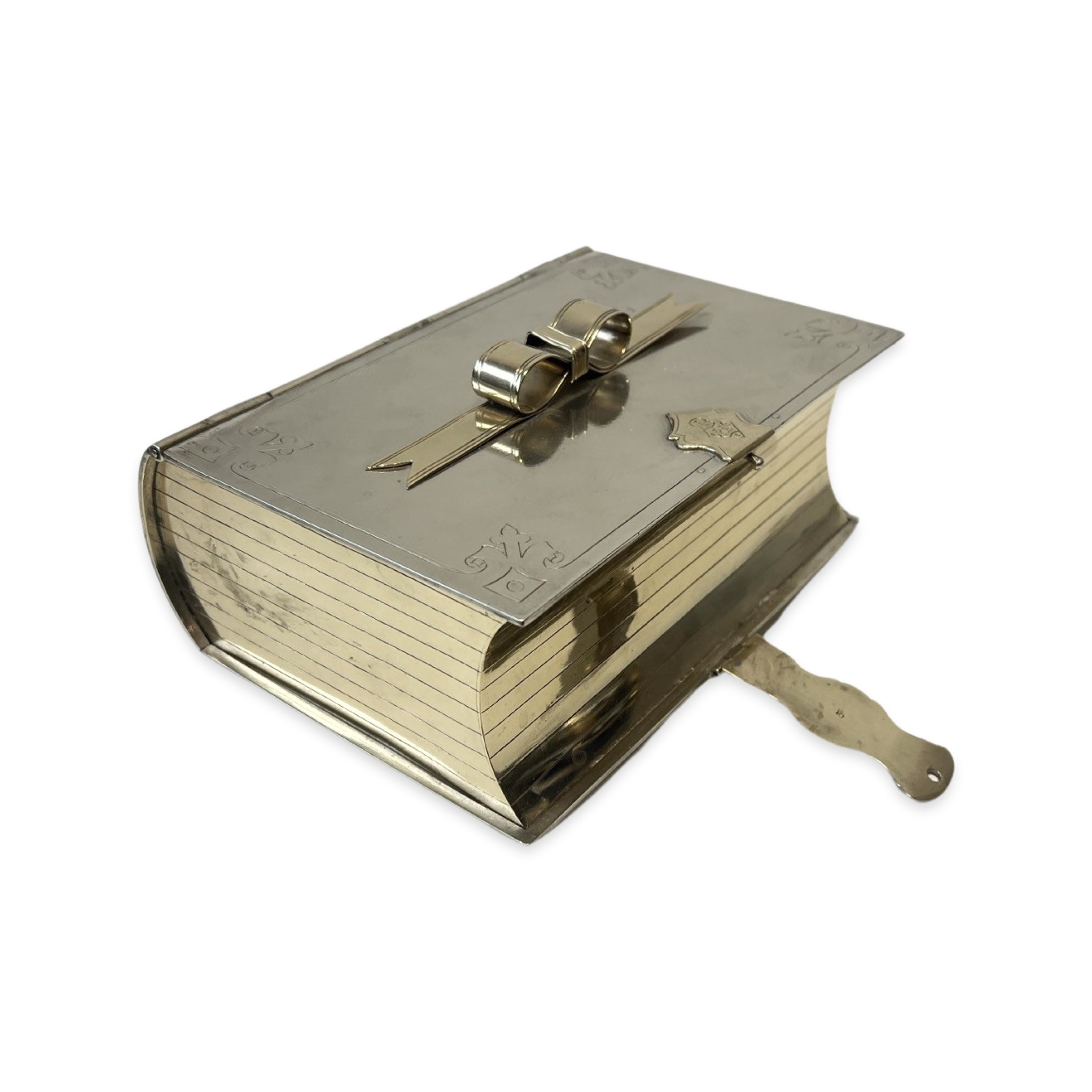 A RARE NOVELTY PARCEL GILT AND SILVER PLATED BISCUIT BARREL FORMED AS A BOOK C. 1878 - Bild 4 aus 9