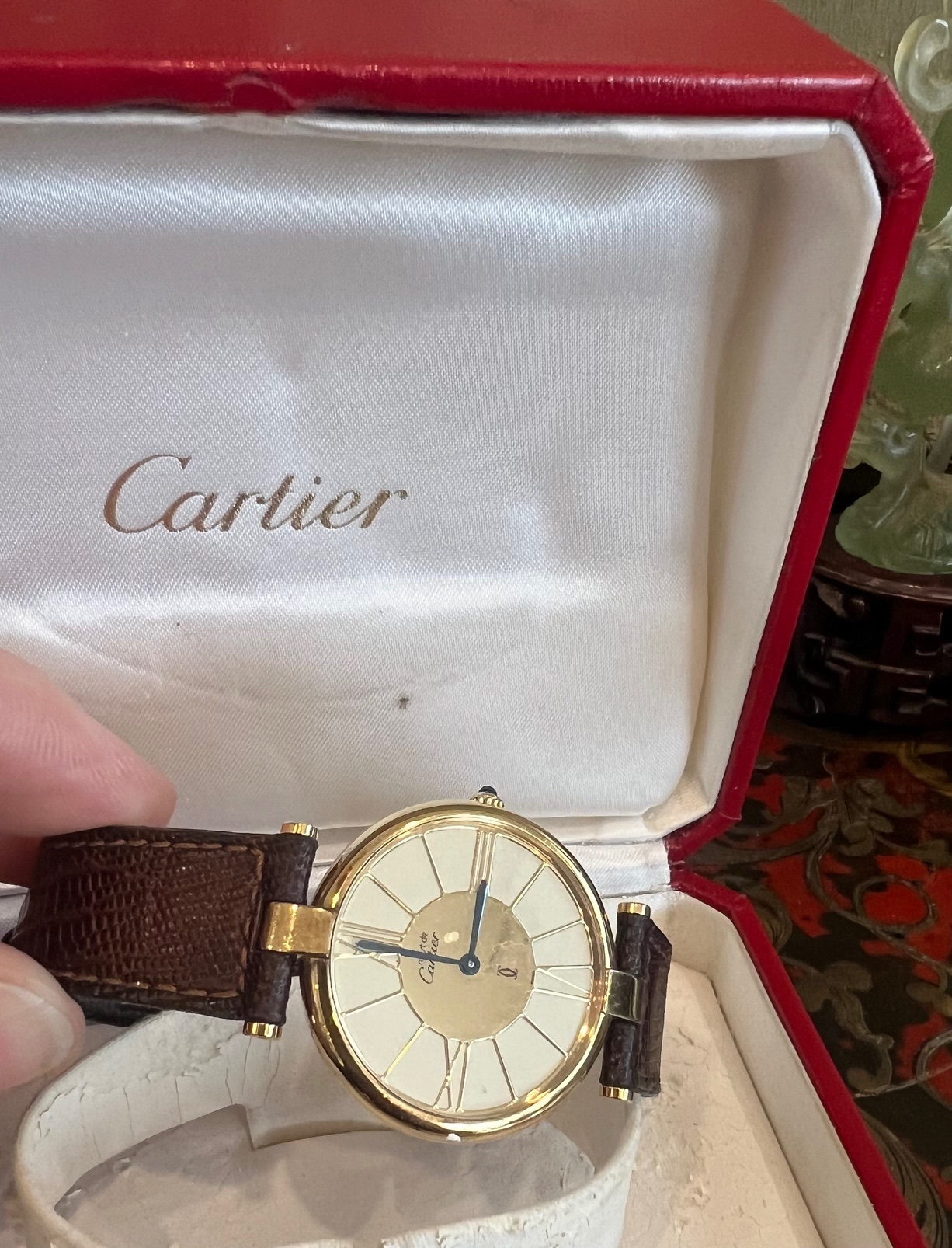 MUST DE CARTIER: A GOLD PLATED SILVER WATCH WITH BOX AND PAPERS - Image 3 of 4