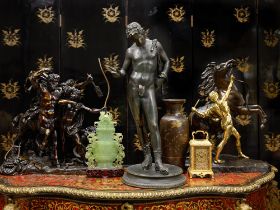 A LATE 19TH CENTURY ITALIAN BRONZE FIGURE OF NARCISSUS