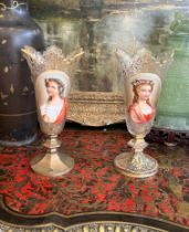 A PAIR OF LATE 19TH CENTURY BOHEMIAN GLASS VASES