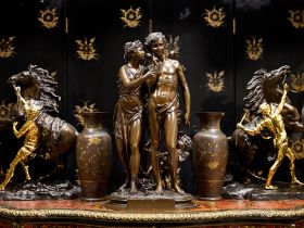 JEAN JULES B SALMSON (FRENCH, 1823-1902): A BRONZE GROUP OF CUPID AND PSYCHE