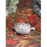 A CONTINENTAL SILVER TORTOISE PILL BOX