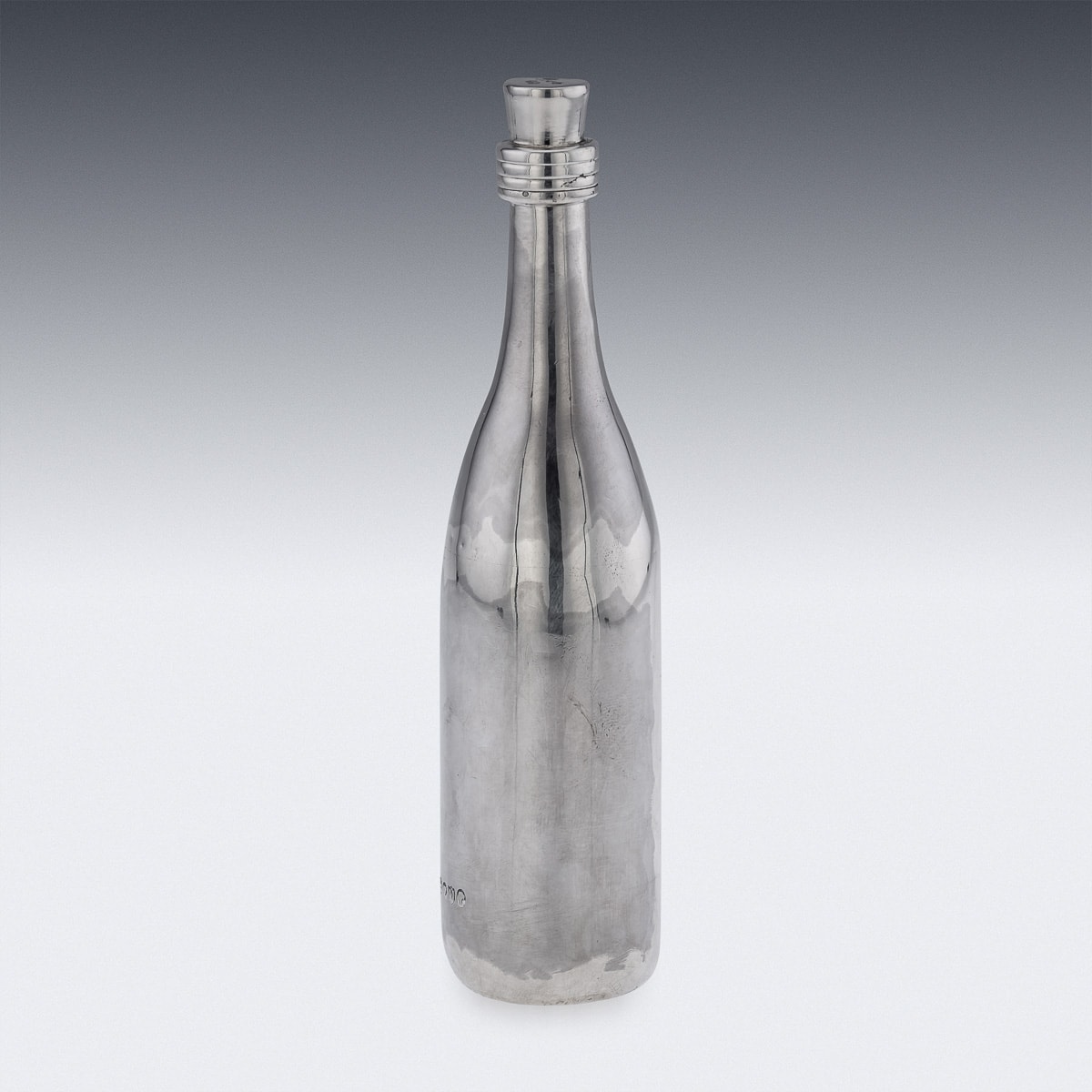 A 19TH CENTURY STERLING SILVER AND ENAMEL COGNAC BOTTLE C. 1887 - Image 8 of 18