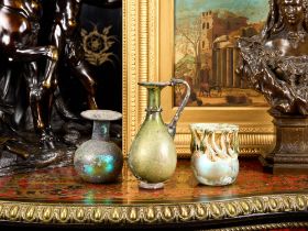THREE ANCIENT ROMAN GLASS VESSELS