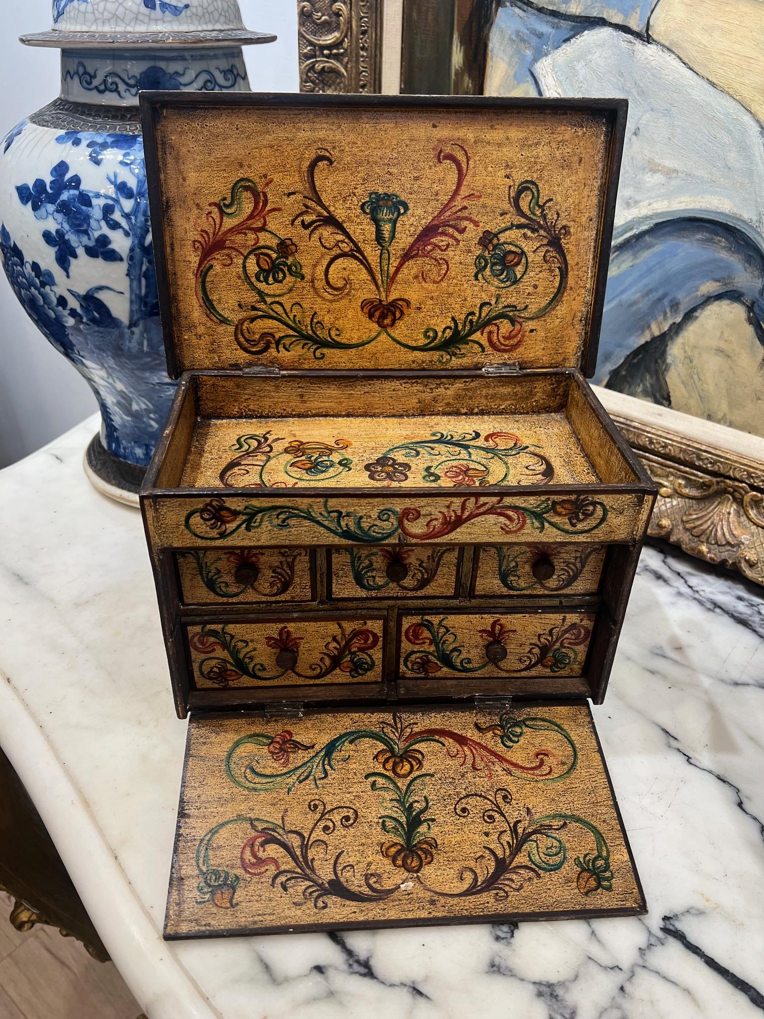 A 19TH CENTURY SWEDISH PAINTED WOOD TABLE CABINET - Image 2 of 6