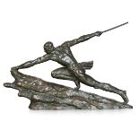 PIERRE LE FAGUAYS C. 1930: AN ART DECO BRONZE OF A HUNTER