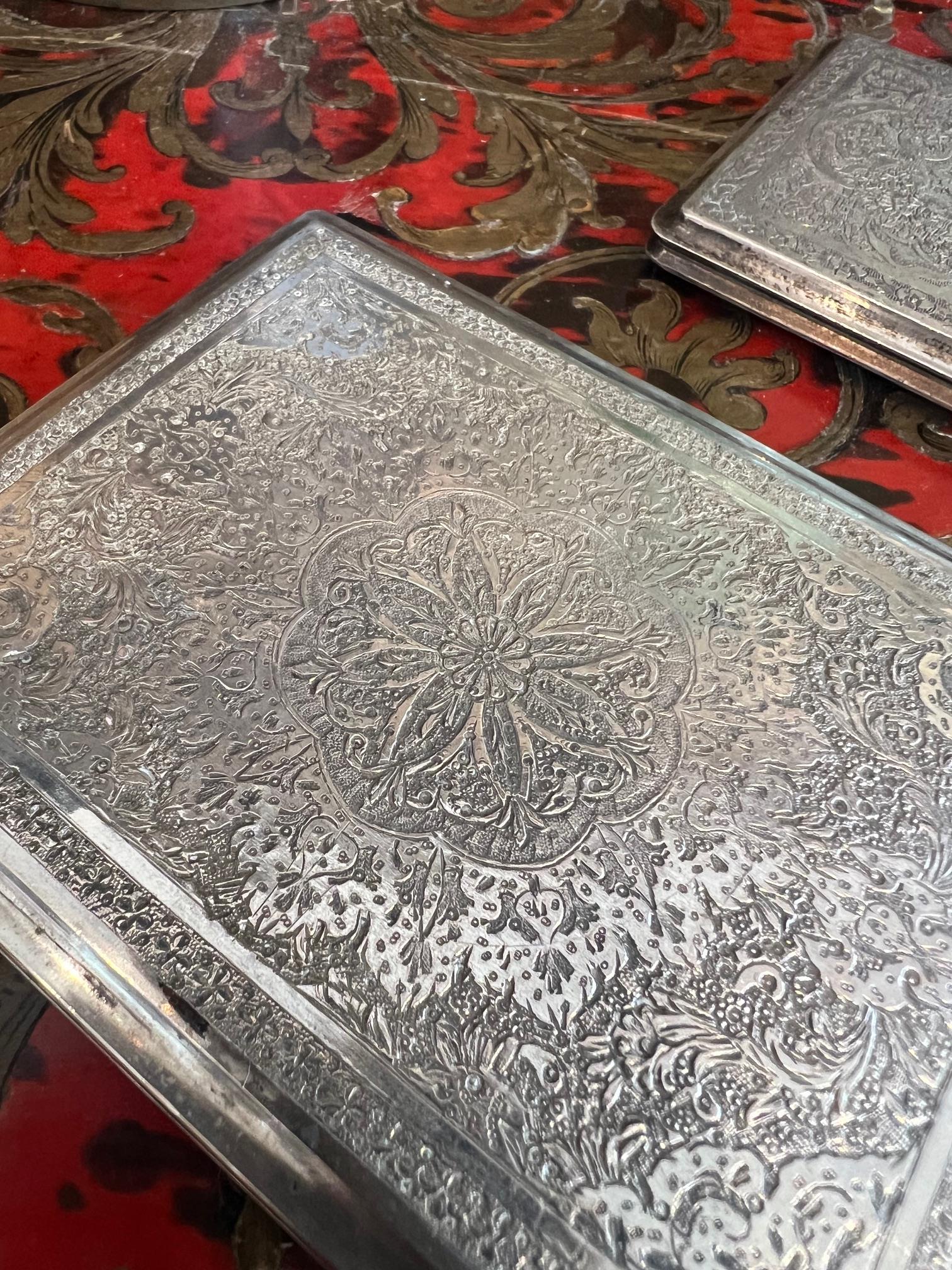 TWO PERSIAN SILVER CIGARETTE CASES - Image 2 of 4