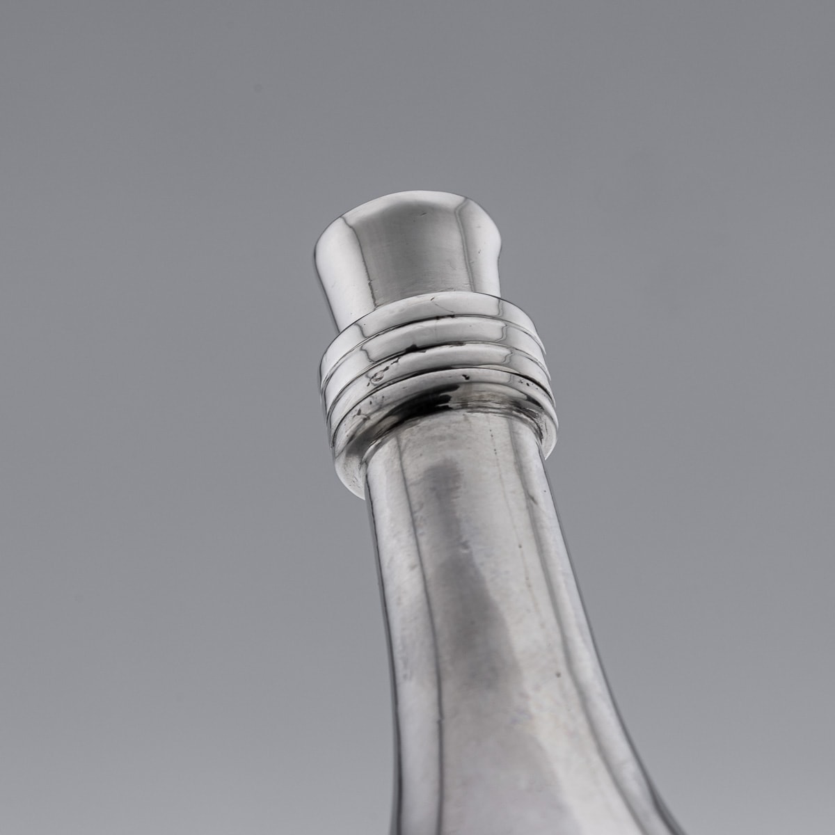 A 19TH CENTURY STERLING SILVER AND ENAMEL COGNAC BOTTLE C. 1887 - Image 3 of 18