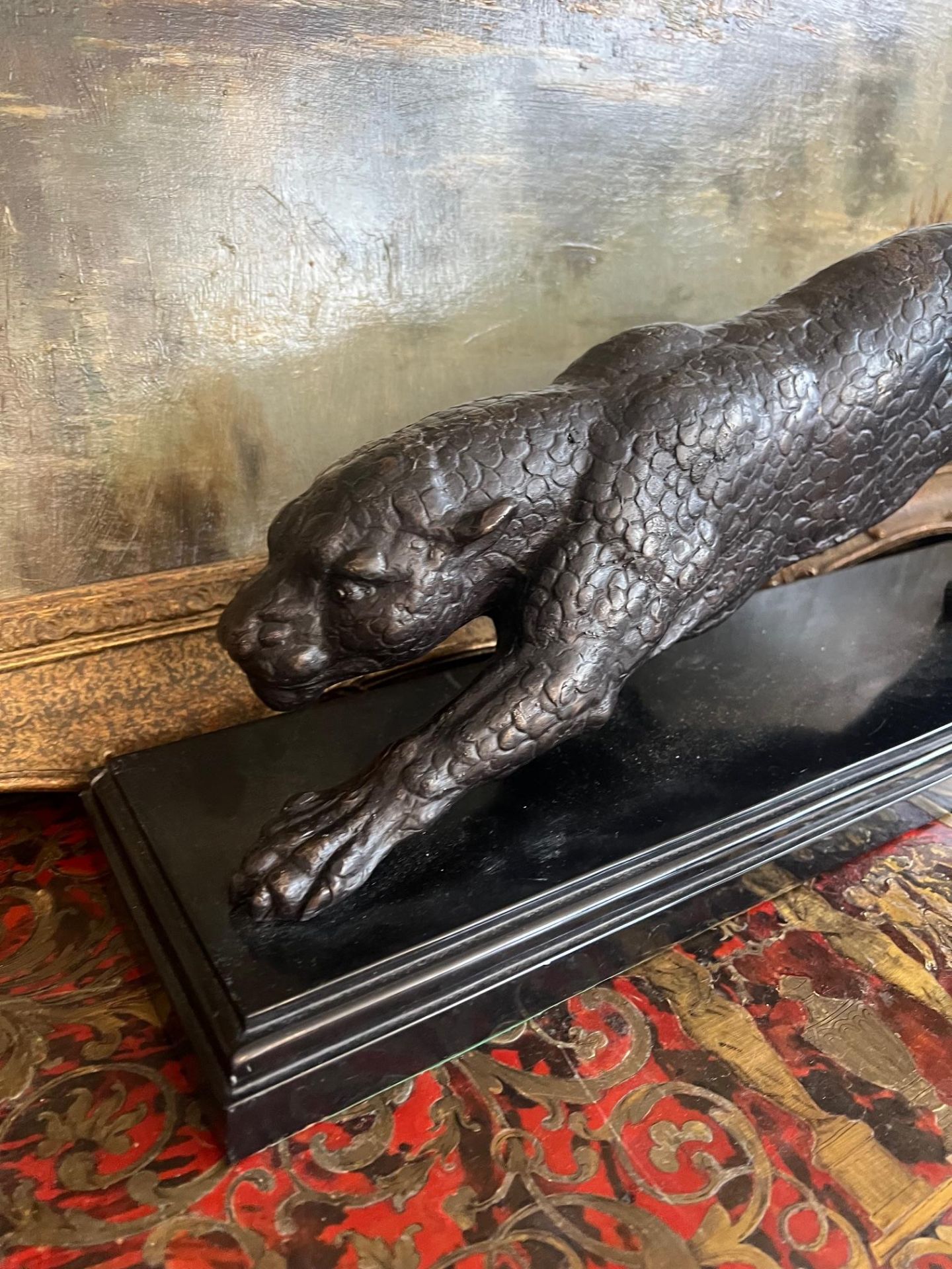 A LARGE BRONZE MODEL OF A STALKING PANTHER - Image 3 of 6