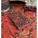 A 19TH CENTURY CHINESE CARVED SANDALWOOD CARD CASE