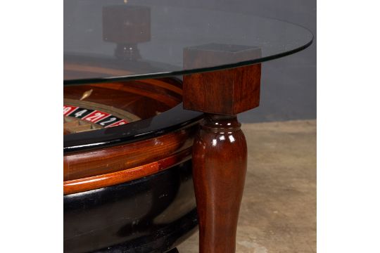 A CASINO ROULETTE WHEEL MOUNTED WITHIN A COFFEE TABLE - Image 20 of 20