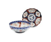 A LATE 19TH CENTURY JAPANESE PORCELAIN IMARI BOWL AND DISH