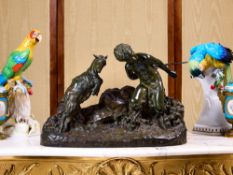 JOSEPH D'ASTE: (ITALIAN, 1881-1945): A BRONZE OF A SATYR AND GOAT