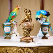 A FINE LATE 19TH CENTURY FRENCH ORMOLU AND MARBLE FIGURAL MANTEL CLOCK
