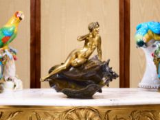 EMMANUEL VILLANIS (1858-1914): A GILT AND PATINATED BRONZE FIGURE 'THE ECHO'