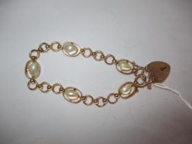 9ct Gold and Pearl Bracelet, 12g
