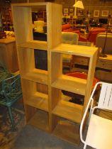 Two Oak Cube Shelves, each 42cm wide
