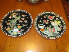 Pair of Chinese Porcelain Bird of Paradise Plates, 31cm
