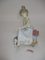 Lladro Figure of a Dog with a Girl on the Phone, 5466