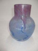 Monart Purple and Blue Glass Vase with Paper Label N-VII, 20cm