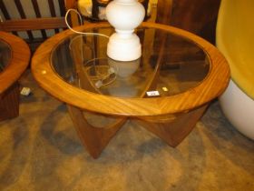 G Plan Mid 20th Century Teak and Glass Astro Circular Coffee Table, 83cm