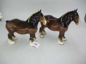 Two Beswick Shire Horses