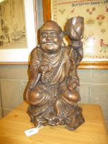 Chinese Carved Wood Figure Lamp, 39cm