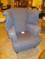 Large Wing Back Chair on Turned Legs