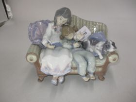 Lladro Figure of Children and a Dog on a Settee, 5735