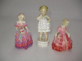 Royal Worcester Figure Only Me 3226 and 2 Royal Doulton Figures The Little Bridesmaid HN1433 and