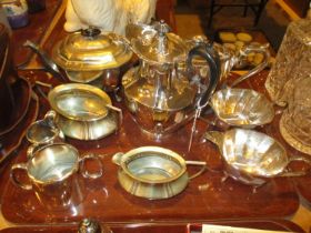 Silver Plated 3 Piece Tea Service and Other Pieces