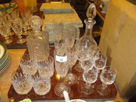 Two Decanters, Tumblers, Champagne and Sherry Glasses